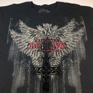 Vintage CHRIS ANGEL Believe Cirque Du Soleil Velvet Cross T SHIRT Mens XXL Magic